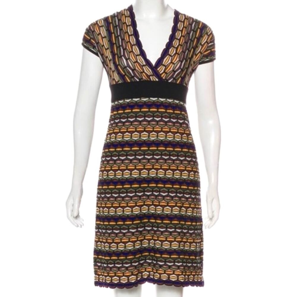 M Missoni Zigzag Knit Dress Merino Wool Blend Knee Length Size 4